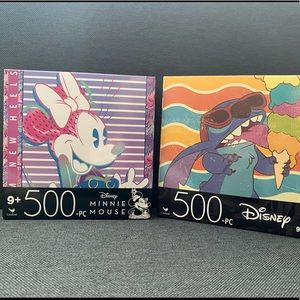 Set Disney Minnie Mouse And Stitch Puzzles 500 pieces